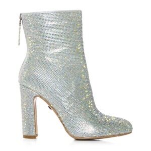 Azalea Wang Honey Bunch Sliver Embellished Bootie Size 9